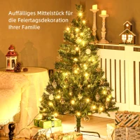 HOMCOM Weihnachtsbaum Christbaum Kunsttanne, 1,2m, LEDs, inkl. Stern, 75 cm x 75 cm x 120 cm, Grün(m-4)