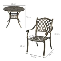 Outsunny 5-Piece Outdoor Furniture Dining Set, Cast Aluminum Conversation Set Includes 4 Chairs and Φ90cm Round Table with Φ50mm Umbrella Hole for Patio Garden Deck, Flower Design(m-3)
