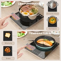 Płyta Indukcyjna HOMCOM z Panel Dotykowy, 10 Ustawień Temperatury, Czarna(m-7)