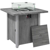 Outsunny 50,000 BTU Gas Fire Pit Table, with Cover - Dark Grey(m-1)