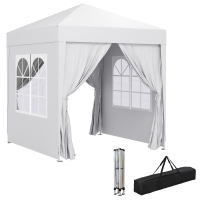 Outsunny Tonnelle de jardin extérieure tonnelle pliante pop-up réglable en hauteur protection UV 2 x 2 m blanc