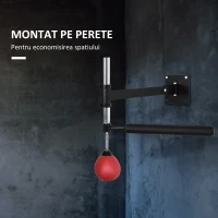 HOMCOM Pară de Viteză pentru Box și MMA cu Înălțime Reglabilă și Tijă, 79x72x20 cm, Roșu(m-5)