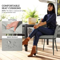 Outsunny Rattan Dining Set, 6 Seater Rattan Garden Furniture Set with Acacia Wood Top Rectangle Table, 6 Chairs, Washable Seat Cushions, for Outdoor, Patio, Conservatory, Grey(m-6)