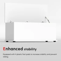 HOMCOM 113L Storage Chest, Storage Box with Flip-Top Lid and 2 Safety Hinges, Storage Trunk for Living Room, Entryway, 100 x 40 x 40 cm, White(m-9)