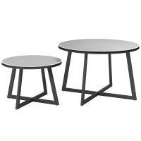 Outsunny Set 2 Măsuțe de Grădină cu Blat din Sticlă Securizată, Ø70x45 cm, Gri