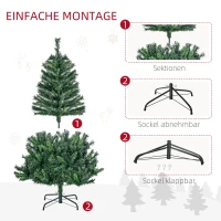 HOMCOM Weihnachtsbaum Christbaum Kunsttanne, 1,2m, LEDs, inkl. Stern, 75 cm x 75 cm x 120 cm, Grün(m-7)