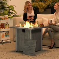 Outsunny 50,000 BTU Gas Fire Pit Table, with Cover - Dark Grey(m-2)
