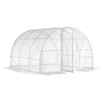 Outsunny Serre de jardin tunnel 3 x 3 x 2 m 9 m² avec porte à charnières bâche en PE 150 g/m² pour Légumes Plantes Fleurs(m-10)