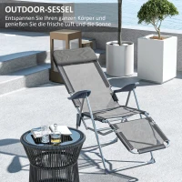 Outsunny Klappstuhl Gartenstuhl, wetterbeständig, klappbar, 63 cm x 81 cm x 108 cm, Grau + Silber(m-4)
