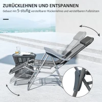 Outsunny Klappstuhl Gartenstuhl, wetterbeständig, klappbar, 63 cm x 81 cm x 108 cm, Grau + Silber(m-7)