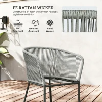 Outsunny Rattan Dining Set, 6 Seater Rattan Garden Furniture Set with Acacia Wood Top Rectangle Table, 6 Chairs, Washable Seat Cushions, for Outdoor, Patio, Conservatory, Grey(m-4)