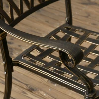 Outsunny 5-Piece Outdoor Furniture Dining Set, Cast Aluminum Conversation Set Includes 4 Chairs and Φ90cm Round Table with Φ50mm Umbrella Hole for Patio Garden Deck, Flower Design(m-7)