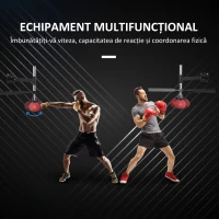 HOMCOM Pară de Viteză pentru Box și MMA cu Înălțime Reglabilă și Tijă, 79x72x20 cm, Roșu(m-4)