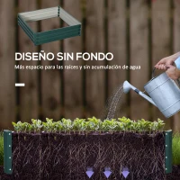 Outsunny Jardinera Exterior Grande Rectangular de Acero Galvanizado sin Base para Cultivar Plantas 120x120x30 cm Verde(m-6)