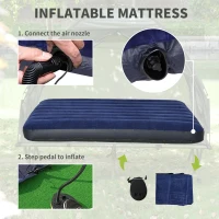 Outsunny Campingbedje met Matras Hoge Slaap Draagbaar, Groen(m-6)