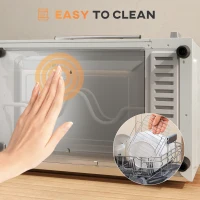 HOMCOM Mini Oven, 9L Countertop Electric Grill, Toaster Oven with Adjustable Temperature, Timer, Dishwasher Safe Baking Tray and Wire Rack, 750W, Cream(m-8)