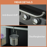 Outsunny Gasgrill, BBQ-Grill mit 3 Brennern je 2,9 kw, 4 Räder, Schwarz(m-8)