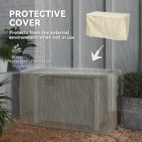 Outsunny 50,000 BTU Gas Fire Pit Table with Cover and Glass Screen - Dark Grey(m-7)