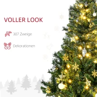 HOMCOM Weihnachtsbaum Christbaum Kunsttanne, 1,2m, LEDs, inkl. Stern, 75 cm x 75 cm x 120 cm, Grün(m-6)