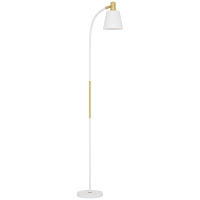 HOMCOM Candeeiro de Pé LED com Altura Ajustável Ecrã Interruptor para Sala de Estar Escritório Quarto 49x21x127-160 cm Branco e Dourado