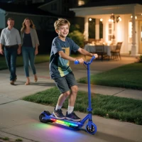 AIYAPLAY Electric Scooter for Kids 6-14 Years, with Colourful Lights, Blue(m-2)