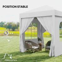 Outsunny Tonnelle de jardin extérieure tonnelle pliante pop-up réglable en hauteur protection UV 2 x 2 m blanc(m-6)