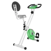 HOMCOM Folding Exercise Bike, Fitness Bicycle Indoor Trainer, 8-Level Magnetic Resistance Adjustable, with LCD Monitor, Pulse Sensor, Green(m-11)