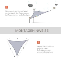 Outsunny Sonnensegel Sonnendach Sonnenschutz Dreiecke HDPE Grau 3 x 3 x 3 m(m-7)