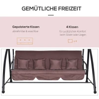 Outsunny Hollywoodschaukel mit Liegefunktion Braun 215 x 120 x 165cm(m-7)