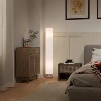 HOMCOM Floor Lamp, 120cm Standing Lamp with Linen Lampshade, Standard Light with Pine Wood Base for Living Room, Bedroom (Bulbs Not Included)(m-9)