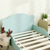 AIYAPLAY Lettino per Bambini con Testiera e Pediera a Orso e 2 Sponde Laterali, in Legno, 143.5x80x55 cm, Verde(m-9)