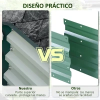 Outsunny Jardinera Exterior Grande Rectangular de Acero Galvanizado sin Base para Cultivar Plantas 120x120x30 cm Verde(m-7)