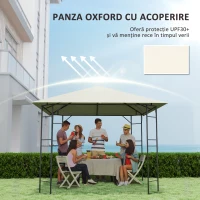 Outsunny Acoperiș pentru Foișor de Grădină cu 8 Orificii de Drenaj, 298x298 cm, Alb Crem(m-6)