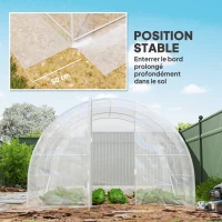 Outsunny Serre de jardin tunnel 3 x 3 x 2 m 9 m² avec porte à charnières bâche en PE 150 g/m² pour Légumes Plantes Fleurs(m-6)