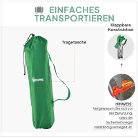 Outsunny Campingstuhl kompakt mit Tragetasche Kleiner ultraleichter klappbarer für Outdoor Zelten Picknick Wandern max Belastung 150 kg Grün+Silber 65 x 80 x 96 cm(m-5)