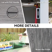 Outsunny 50,000 BTU Gas Fire Pit Table with Cover and Glass Screen - Dark Grey(m-8)