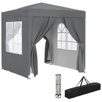 Outsunny Tonnelle de jardin extérieure tonnelle pliante pop-up réglable en hauteur protection UV 2 x 2 m gris(m-11)