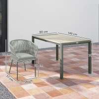 Outsunny Rattan Dining Set, 6 Seater Rattan Garden Furniture Set with Acacia Wood Top Rectangle Table, 6 Chairs, Washable Seat Cushions, for Outdoor, Patio, Conservatory, Grey(m-3)