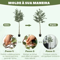 HOMCOM Oliveira Artificial Planta Artificial Decorativa de Interior com 40 Azeitonas Decoração  Ø15x180 cm Verde(m-6)