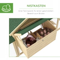 PawHut Hühnerstall mit Freigehege, inkl. Nistkasten, Rampe und Bodenwanne Tannenholz Naturholz(m-6)