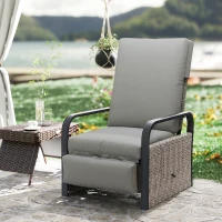 Outsunny 140° Reclining Rattan Armchair - Mixed Grey(m-9)