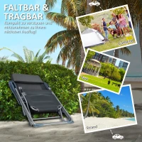 Outsunny Klappstuhl Gartenstuhl, wetterbeständig, klappbar, 63 cm x 81 cm x 108 cm, Grau + Silber(m-6)