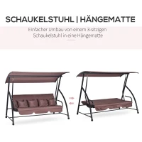 Outsunny Hollywoodschaukel mit Liegefunktion Braun 215 x 120 x 165cm(m-6)