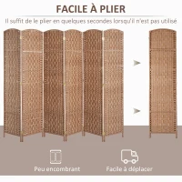 HOMCOM Paravent en bois séparateur de pièce pliable 6 panneaux 270 x 180 cm naturel(m-4)