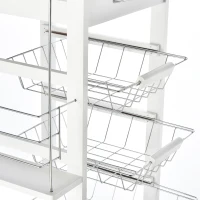 HOMCOM Desserte cuisine à roulettes avec tiroir, 4 paniers et étagères latérales, 47 x 37 x 83 cm, blanc(m-9)