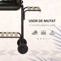 Outsunny Grătar cu Cărbuni, Rafturi, Roți, Capac și Priză de Aer, 113x62x97 cm, Negru(m-7)