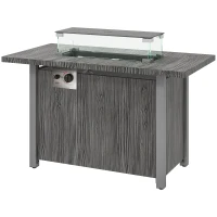 Outsunny 50,000 BTU Gas Fire Pit Table with Cover and Glass Screen - Dark Grey(m-11)