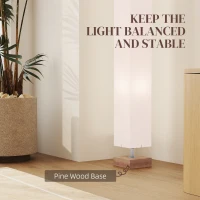 HOMCOM Floor Lamp, 120cm Standing Lamp with Linen Lampshade, Standard Light with Pine Wood Base for Living Room, Bedroom (Bulbs Not Included)(m-5)