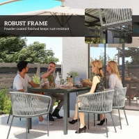 Outsunny Rattan Dining Set, 6 Seater Rattan Garden Furniture Set with Acacia Wood Top Rectangle Table, 6 Chairs, Washable Seat Cushions, for Outdoor, Patio, Conservatory, Grey(m-7)