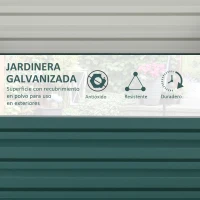 Outsunny Jardinera Exterior Grande Rectangular de Acero Galvanizado sin Base para Cultivar Plantas 120x120x30 cm Verde(m-5)